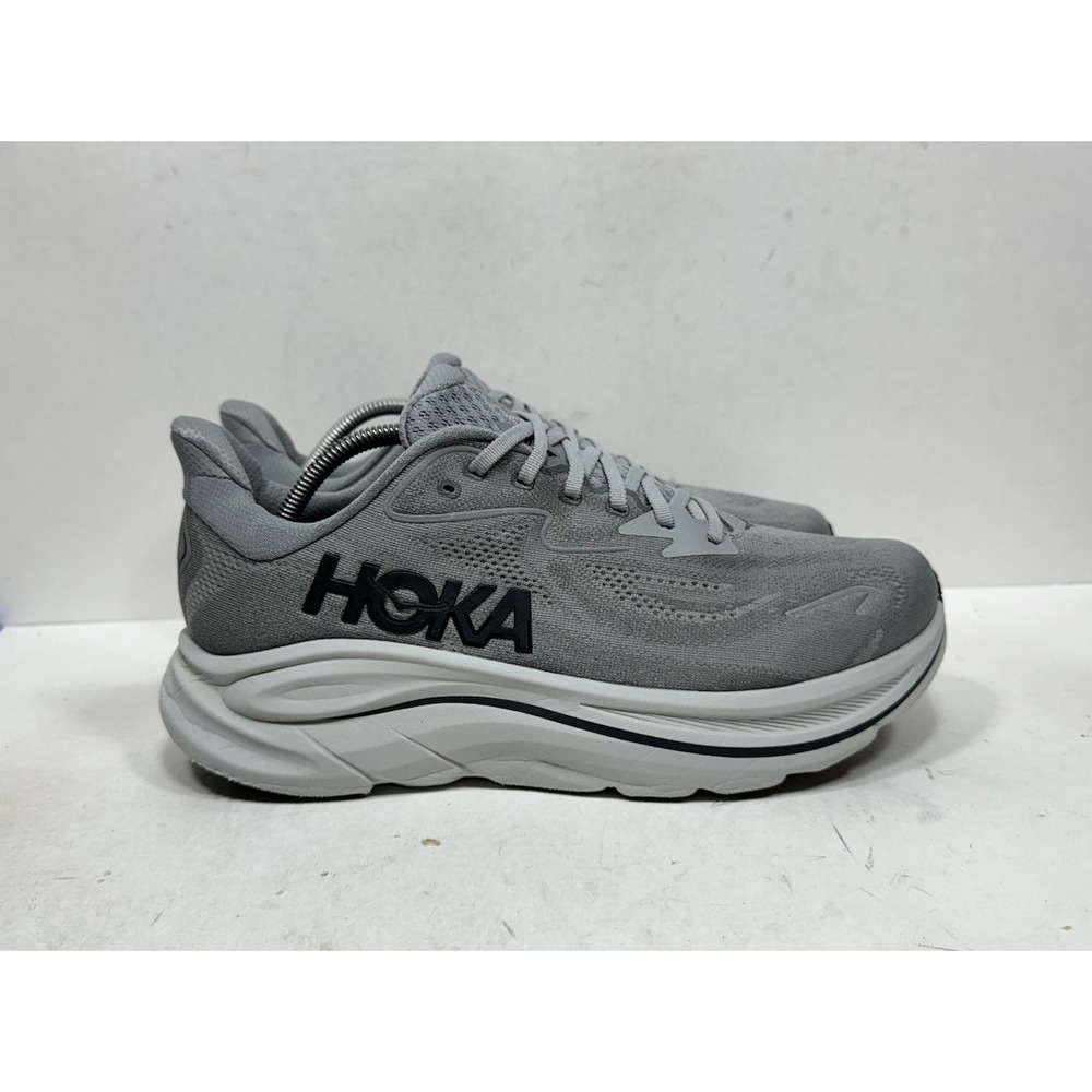 Hoka One One Clifton 10 Mens Size 11 2E Grey Running Sneakers Shoes 1162032 GYST
